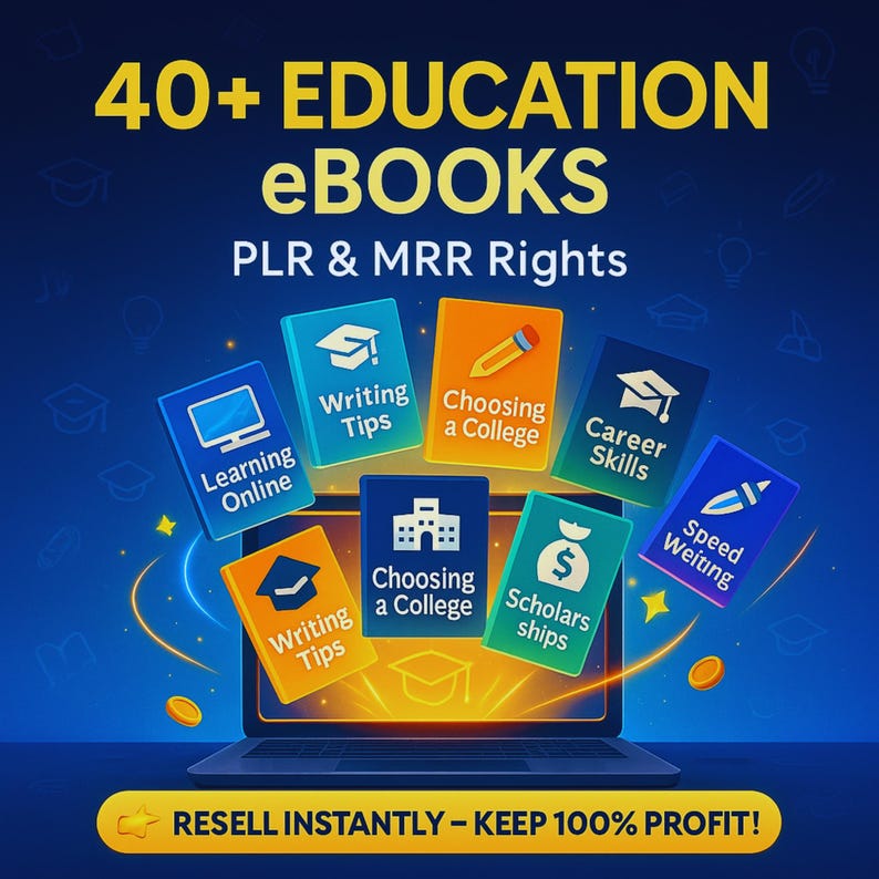 40+ Education eBooks Bundle | Learning, Study & Career Guides | PLR & MRR